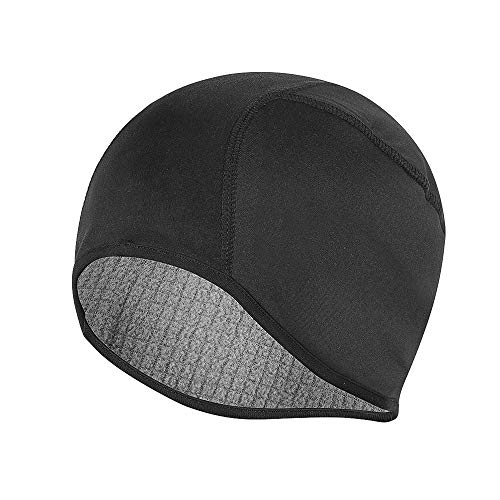 Preisvergleich Produktbild NAFFIC Radsport Schädelkappe, Winddichte Fahrradhelmkappe, Winter Fleece Mütze mit Laufmütze, dehnbarer Thermohelm Perfekt für Outdoor Wintersportarten (Schwarz)