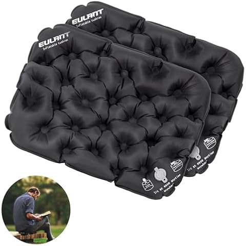 EULANT 2 Pack Inflatable Seat Cushion Lightweight Waterproof Air Cushion,Portable Travel Cushion Suitable for Camping Hiking Climbing Bleacher, Home and Office Cover