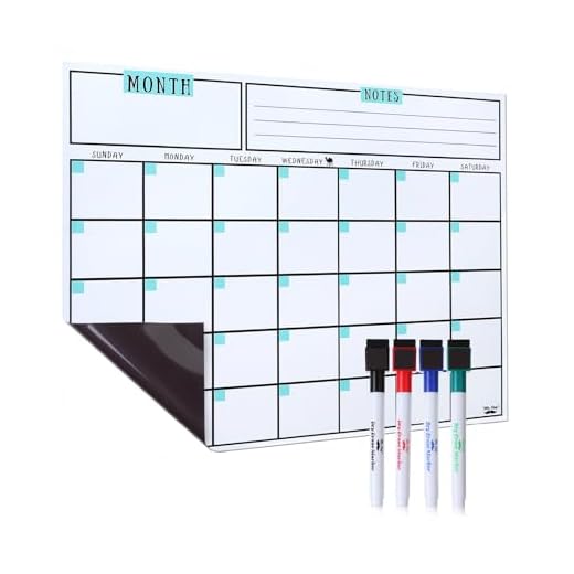 Mr. Pen- 14.7 x 11.8", Magnetic Calendar with 4 Dry Erase Markers, Whiteboard Calendar, Dry Erase Fridge Calendar.