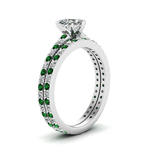 Image of 55Carat Choose Your Gemstone Classic Delicate Diamond CZ Wedding Set sterling silver Heart Shape Wedding Ring Sets Ornaments Surprise for Wife Symbol of Love Clarity Comfortable US Size 4 to 12