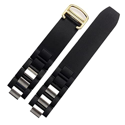 Bracelet de montre étanche PURYN en silicone noir et blanc avec raccord convexe 20x10 mm