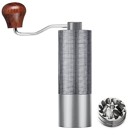HASTHIP® Coffee Grinder Machine Full Metal Coffee Crusher Manual Coffee Bean Grinder with Grind Size Adjust Knob 25g Capacity CNC Steel Conical Burr & Wooden Grip Handle for Camping Espresso Hand Brew HASTHIP® Coffee Grinder Machine Full Metal Coffee Crusher Manual Coffee Bean Grinder with Grind Size Adjust Knob 25g Capacity CNC Steel Conical Burr & Wooden Grip Handle for Camping Espresso Hand Brew