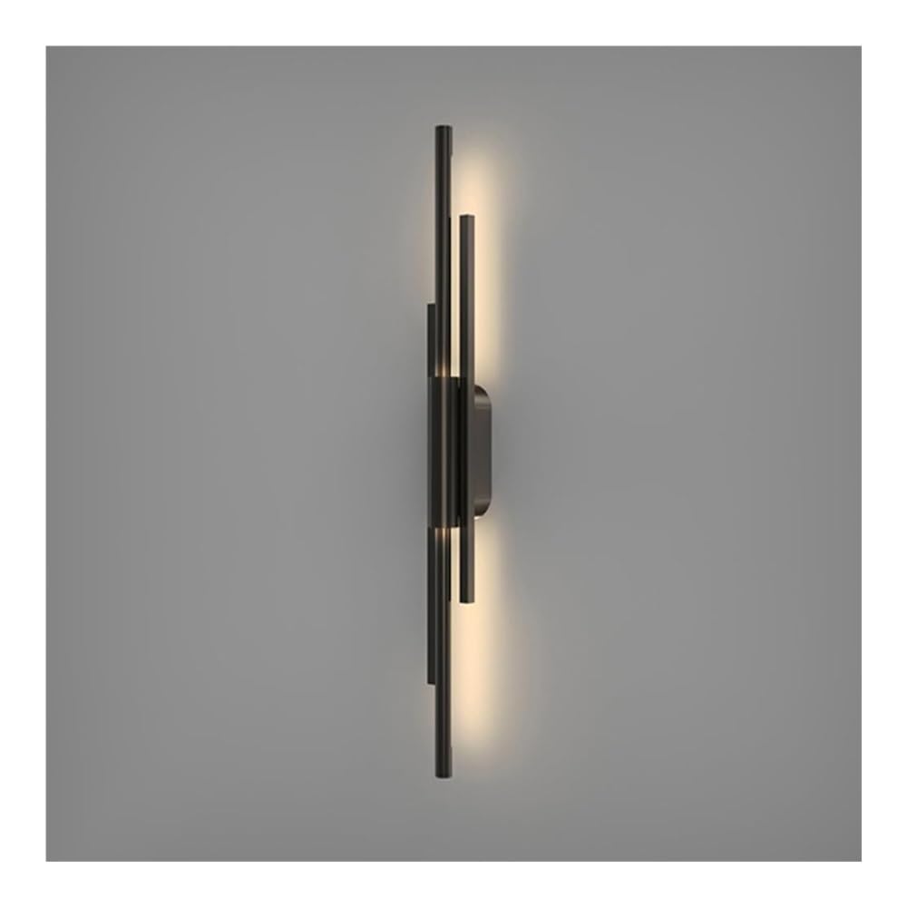 HXYSXHJUO Black Long Tube Wall Lamp Ultra-Thin Brass Sconce with Acrylic Lampshade, Copper Linear Lantern for Bedroom Bedside Living Room Study Corridor Entryway Restaurant