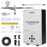 UTYUTY Airbrush Kit with Air Compressor,Portable 27PSI 7 Pressure Levels, 35dB Ultra-Quiet,Dual-Action 0.3mm Airbrush Gun for Beginners,Painting,Models,Makeup,Crafts & Cake Decor