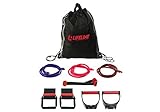 Lifeline Resistance Trainer Kit with 10lb to 100lb Adjustable Resistance Level Bands for More Workout Options Includes Triple Grip Handles, Door Anchor, 5ft Exercise Tubes and Carry Bag, Extreme