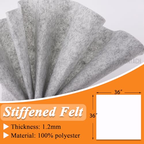 Image of IONTACH 36 inch X 36 inch Grey Stiff Felt Fabric 1.2mm Thick | Felt Sheet for Craft, Sewing, Patchwork, Liner Decorations, School Projects, Home Decor