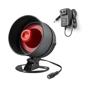 KERUI Wireless Loud Siren Host,Indoor/Outdoor Waterproof Horn up to 115dB for Home Security Alarm System,Can’t Work Alone,Have to Work with KERUI Sensors as Home Garage Shed Alarm System