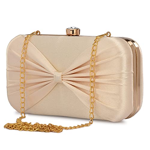 Image of KNOOS Women's Bow Frame Clutch Bags | Detachable Chain Sling Strap | Ladies Purse Wallet