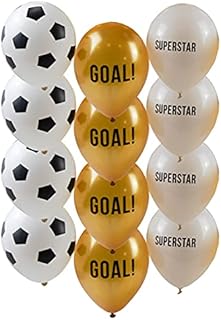 Talking Tables 29cm x 29cm Pack of 16 Football Party Paper Napkins for Kids or Adults Birthdays or Soccer Celebrations Foil, White Gold