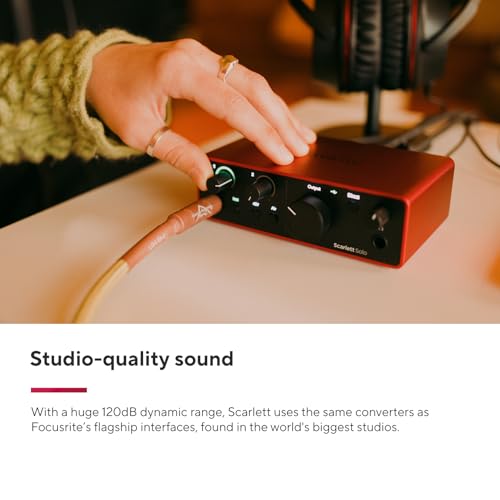 Image of Focusrite Scarlett Solo Studio 4th Gen USB Audio Interface Bundle for the Songwriter, Guitarist or Vocalist with Condenser Microphone and Headphones for Recording, Songwriting, and Podcasting