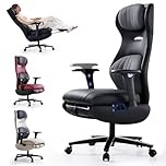 EMIAH Ergonomic Office Chair, Reclining Desk Chair with Footrest, Adjustable Armrests High Back Gaming Chair,Big and Tall Executive Computer Chair with Headrest and Lumbar Support, PU Leather(Black)