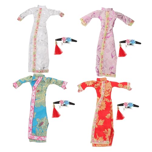Beaupretty 4 Juegos Vestidos Cheongsam para Muñecas Ropa Tradicional Atuendo para Roles Fiesta y Decoración Infantil