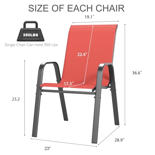 Image of Outdoor Patio Chairs Set of 8 Stackable Dining Chairs All-Weather Textilene Furniture Set for Pool Deck, Backyard