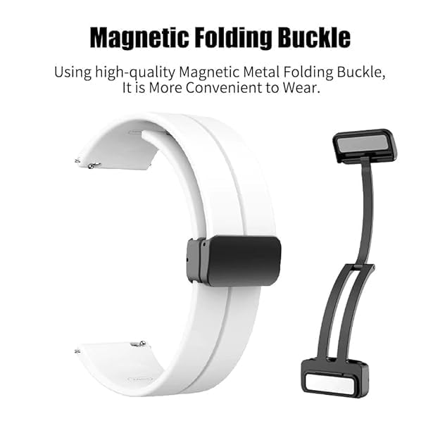 Image of GameSir 22mm Smartwatch Strap | Soft Silicone Magnetic Lock Replacement Band Compatible with Noise ColorFit & All 22mm Lug Watches | Flexible, Sweatproof & Fashion Design Strap (White)