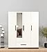 Trevi | Mustang | Engineered Wood 4 Door Wardrobe with Mirror Hanger and Drawer in Frosty White Colour | 1 Year Warranty