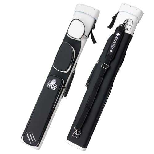 KONLLEN 2x4 Hard Pool Cue Case Professional Billiards Cue Case for 2 Butts & 4 Shafts Durable Hard Shell Cue Bag with Adjustable Shoulder Strap Large Storage Pockets