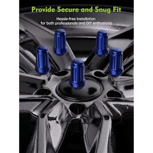 Image of AUTOPTIM M12x1.5 Spline Lug Nuts - 20Pcs Blue Closed End Nuts with Socket