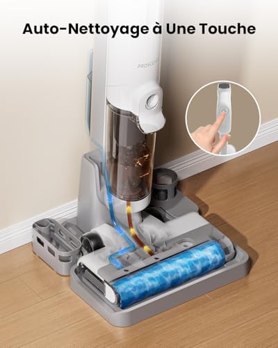 Proscenic F10 Ultra Aspirateur Laveur sans Fil, Nettoyeur de Sol, 60 Mins Aspirateur Balai sans Fil Humide et Sec, Léger Aspirateur Eau et Poussière,1.3L,Autonettoyant,Nettoyage dans Les Angles,Bords – Image 6