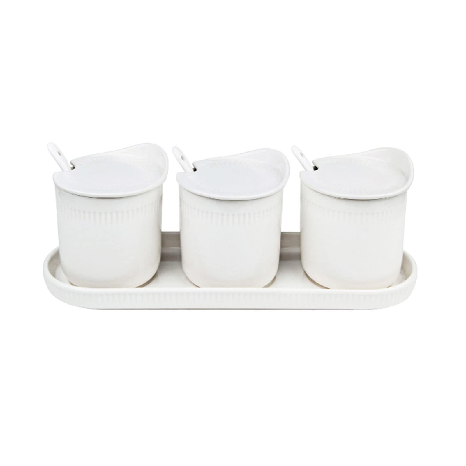 Tarro de especias de porcelana, azucarero, azucarero tricolor con tapa, bote de condimento for salero con cuchara pequeña, tarro de almacenamiento de cerámica, tarro de especias-rosa-300ML ( Color : 3