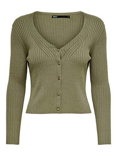 ONLY Cardigan femminile Scollatura a V, Oliva, L