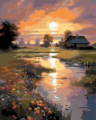 Diamond Art Kits for Adults Sunset 5D Diamond Painting Kits for Adults Beginner DIY Full Drill Gem Art Kits for Home Wall Decor 12 x 16 Inch