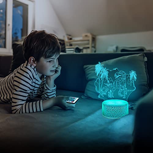 3D Dinosaur Night Light For Boys-Dinosaur Lamps For Boys Room,Nightlights For Kids Room,Dinosaur Decor Led Light With 16 Color Changing,Remote Control And Smart Touch,Dinosaur Toys For Kids 5-7 #TOP4