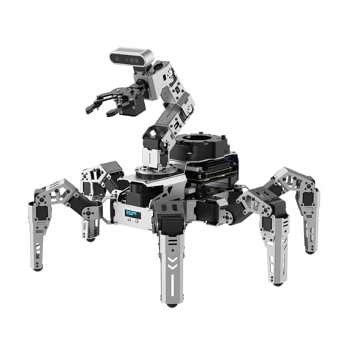 HIWONDER 24DOF ROS2 Hexapod Robot for Jetson/RPi, Large AI Models ChatGPT 6DOF Robot Arm SLAM Mapping 3D Vision Voice Scene Understanding ROS Education, ROSpider Starter Kit & Jetson Nano 4GB