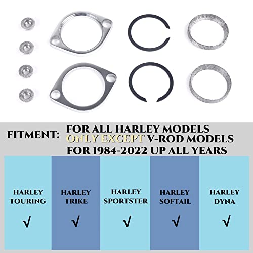 Harley Exhaust Flange Gasket Kit with Chrome Finish on Flanges and Acorn Nuts