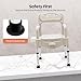 32.6 in H Bedside Commodes Chair, Portable Toilet Chair W/Pu-Coated Double-Bucket + Brush + Trash Bags + Motion-Sensor Light, Height Adjustable Commode Toilet for The Elderly, Disabled. (Grey White)
