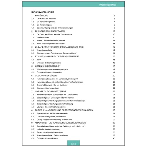 CALCUSO Fachbuch für den Casio fx-CG50-92 Seiten in DIN A4 - Schnelleinstieg mit Anwendungsbeispielen und Aufgaben