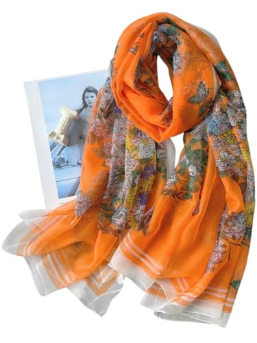 Image of Scarf Stole for Women - 185 x 135 cm Chiffon Scarf with Floral Print | Lightweight Scarf, Soft Stole for Women | Satin Feel Neck Scarf | Women Accessory