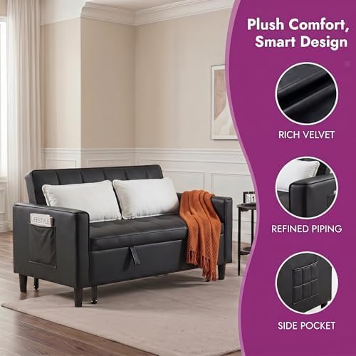 NicBex Leather Sleeper Sofa Bed