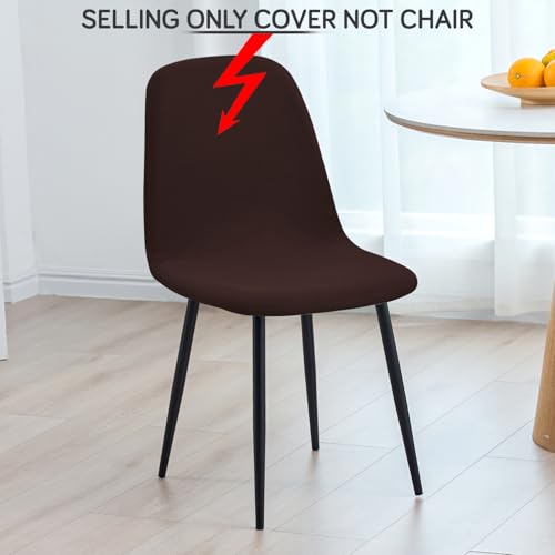 Image of HOKIPO 'SereneSolids' 140 GSM Shell Chair Cover, Mid Century Modern Dining Chair Cover, Pack of 1, Coffee (AR-6248-CFE)
