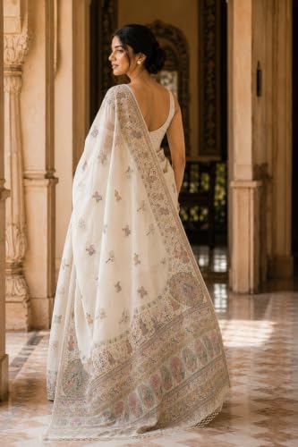 House of Neyvara thread embroidery silk saree in soft silk – image 4