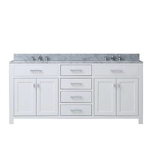 Water Creation Madison 72W 72-Inch Solid White Double Sink Bathroom Vanity #TOP13