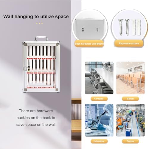 Lockable Cell Phone Storage Cabinet - Secure Jail Lock Box for Classroom, Office, Family Time & Parties - Mobile Phone Organizer with Handle (28x20x38cm)