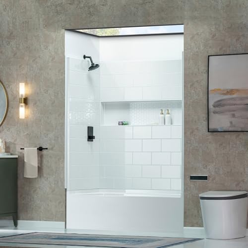 Image of WOODBRIDGE 60 inch x 32 inch Alcove Soaking Bathtub in white with Left-Hand Drain Hole - Tub Only (No Wall Panels)