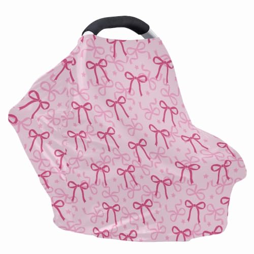 Image of Breathable Car Seat Cover for Babies, Bow Pink