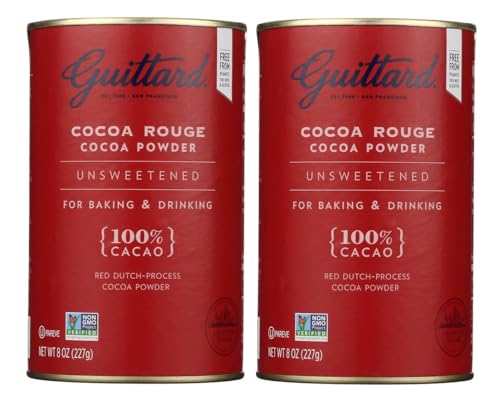 E Guittard Cocoa Powder, Unsweetened Rouge Red Dutch Process Cocoa, 8oz Can - Pack of 2