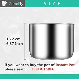 ZoneFly Original 6 Qt Power Cooker XL Replacement Inner Pot with 2 Pack Sealing Ring for Power Pressure Cooker PPC770 PPC771 PRO PCXL-PRO6 PCTR-16 YBD60-100 WAL1 WAL2