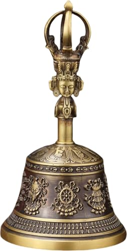 金剛鈴 神楽鈴 宴会ベル 真鍮製 仏教ベル 鈴 ハ仏鈴 神具 清鈴 お盆用品 道教楽器 道鈴 仏壇用 密教法具 伝統工芸 癒し 心霊浄化 魔除け 除霊寺院仏具 書斎装飾 ?上風水の置物 神社 儀式用法具 贈り物 祈り (A)