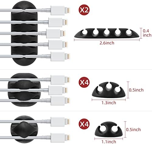 146Pcs Cable Management Kit,10 Cord Organizer Cable Holder 4 Cable Management Sleeve 20 Cable Management Clips 10 Hook and Loop Cable Ties 100 Nylon Cable Ties Black 2 Cable Straps