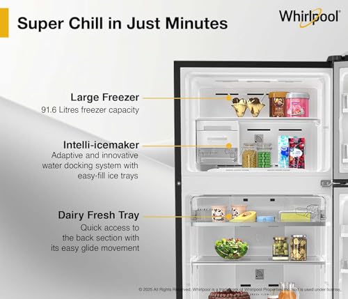 Image of Whirlpool 411L 2 Star IntelliFresh Convertible Inverter Frost Free Double Door Refrigerator (IF INV CNV 455 Steel Onyx-Z, 2s)