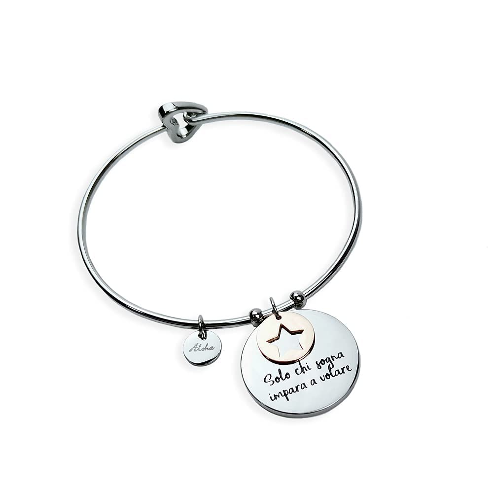 Aloha Bracciali in acciaio per donna con frasi su amicizia, amore e sogni