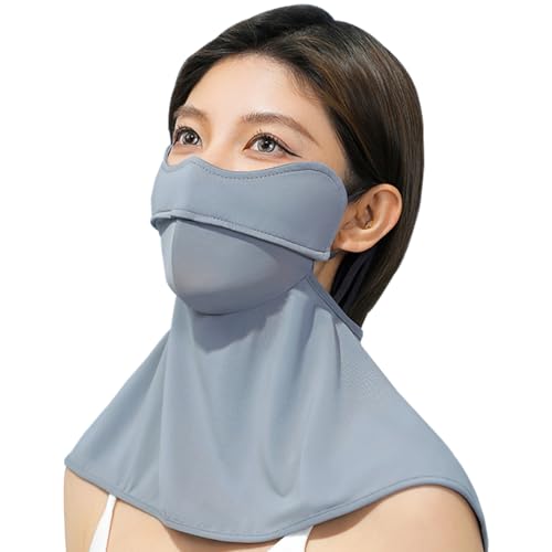Famimor フェイスカバー レディース uvカット 3D立体 冷感 超快適 日よけマスク 息苦しさゼロ 夏 ネックカバー フェイスガード UPF50+ 目尻保護 日焼け防止マスク ゴルフ テニス バイク 自転車 農作業 紫外線対策マスク (ダークグレー