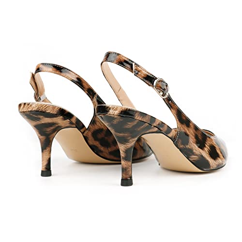 Image of JOY IN LOVE Slingback Kitten Heels for Women Closed Pointed Toe Pumps Dress Shoes