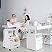 Portable Pedicure Foot Rest with Wheels, Pedicure Stool, Trolley for Foot Bath, Spa Cart, Nail Stand, Manicure Furniture for Beauty Salon or Nail Tech Spa, Massage Station (White)
