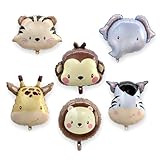 YuBeiKoo Large Safari Balloon,6pcs Ballon Animaux Jungle, Elephant Girafe Monkey Zebra Lion Helium Ballon forme animaux for Birthday Party (Mixed)