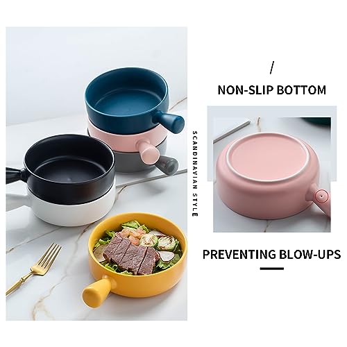 Suppenschalen,2pcs Suppenschüsseln mit Griffen,660 ml Keramik Suppentassen, Müslischüsseln,Ramen Schüssel,Suppenschalen mit Henkel für Pasta Obst Nudel Salat, Suppentassen mit Henkel(Schwarz+Weiß)