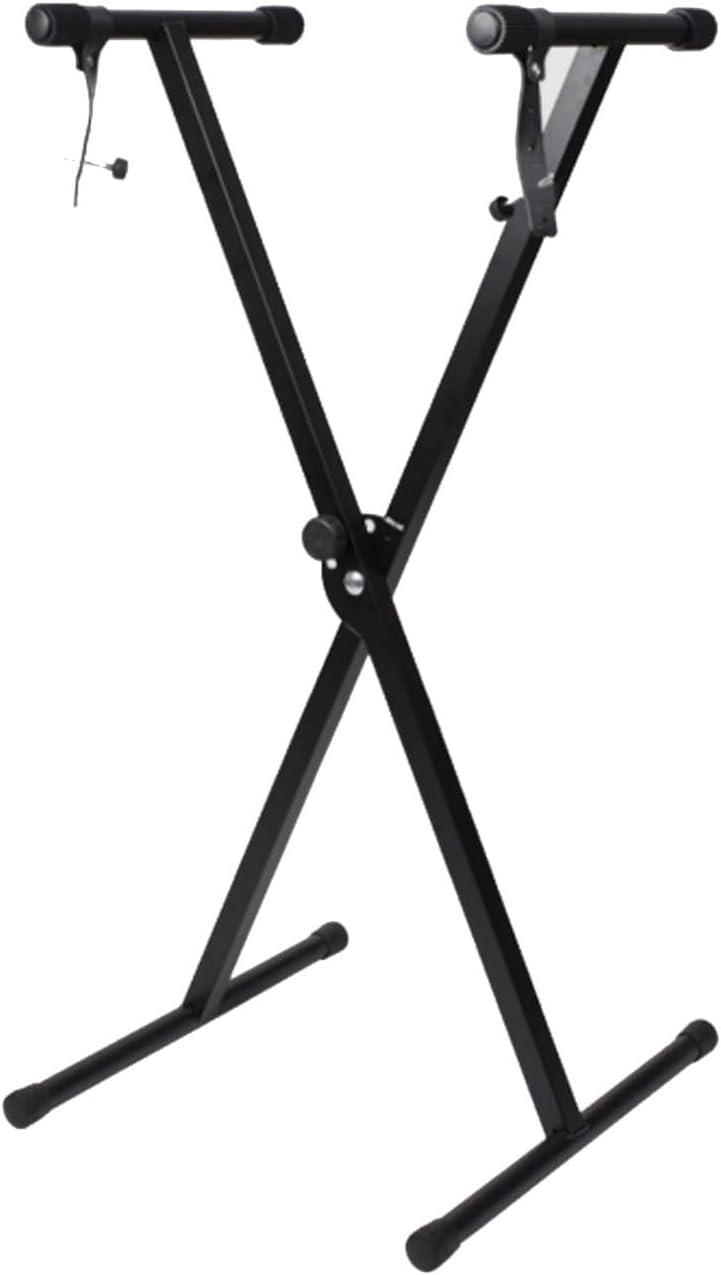 Double Brace X-Style Keyboard Stand,Portable Electronic Keyboard Piano Stand,Snap-on Height Adjustment Bracket, Stable and Free for Home Studio, Black, 85235